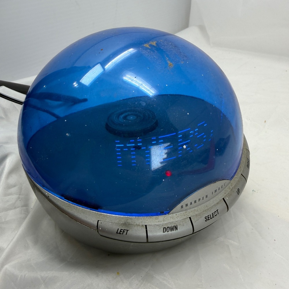 Sharper Image Info Globe Scrolling LED Message Center Blue Silver WI701 Vintage